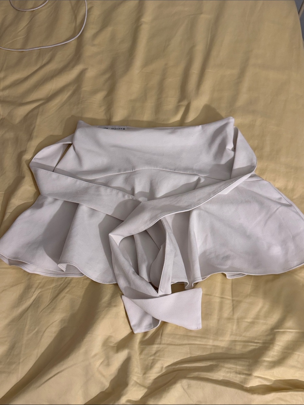 Zara White Flared Waist-Tie Skirt